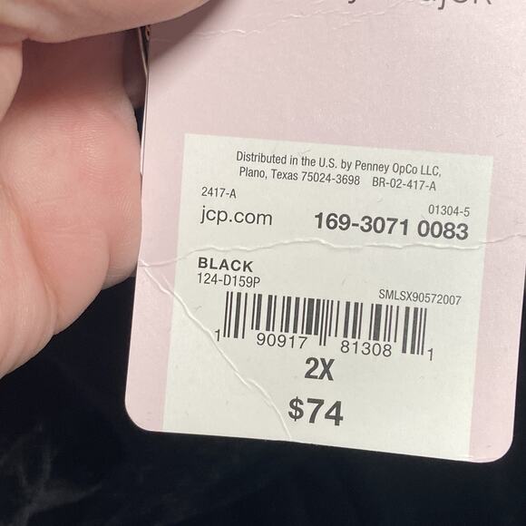 Johnny Wujek Dress Women's Size 2X Black Velvet Tank Ruffle Star Rhinestone NEW - Picture 4 of 4